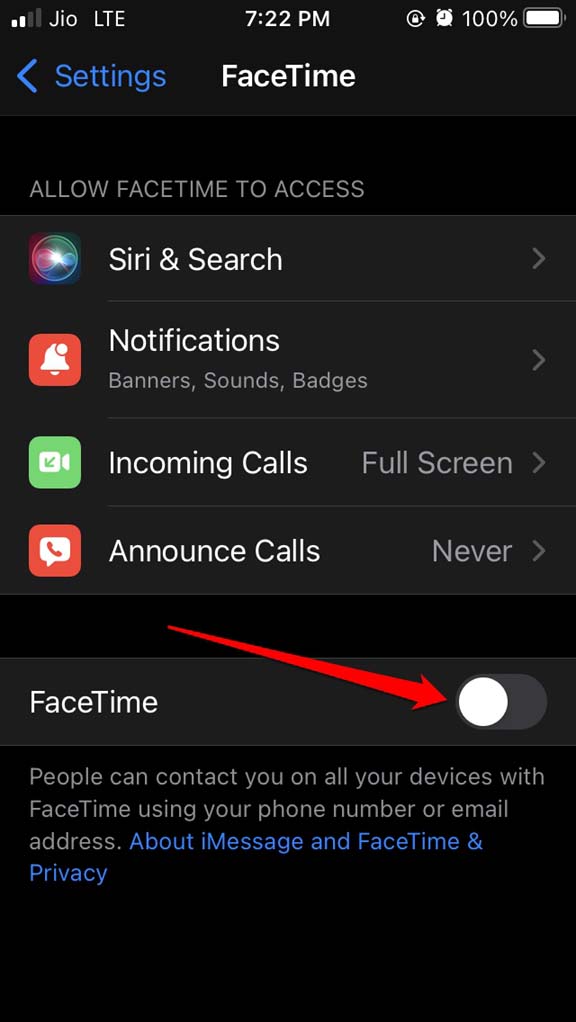 désactiver facetime sur iPhone