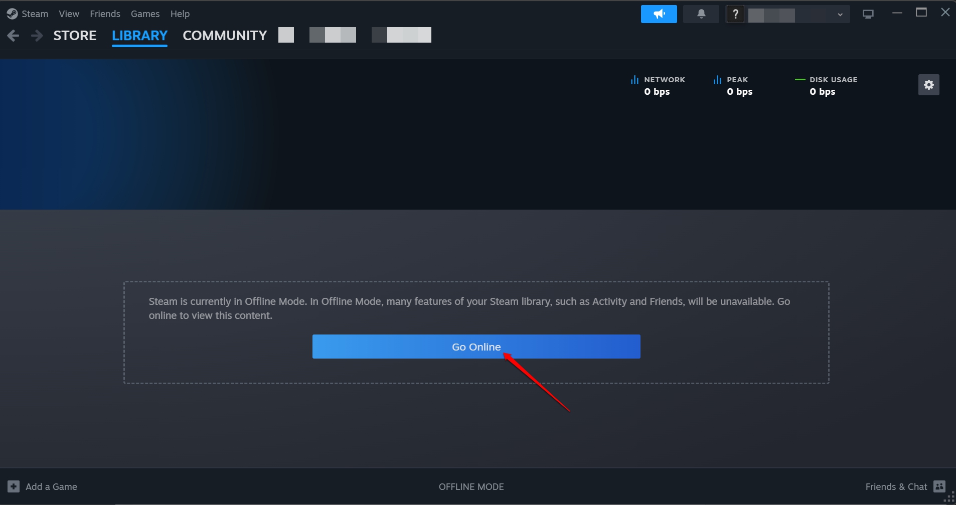 lasciare la modalità offline su Steam