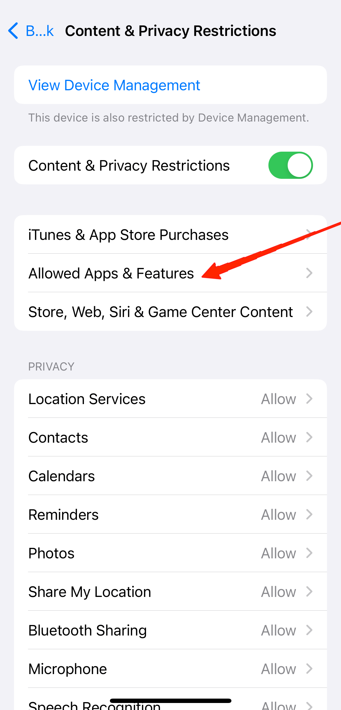 Ensuite, appuyez sur 'Applications autorisées'.
