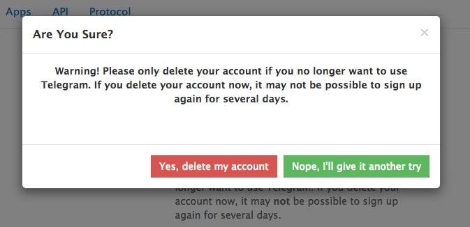 Supprimer le compte Telegram