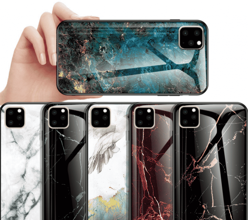 Custodia in vetro temperato marmo KEYSION per iPhone 11