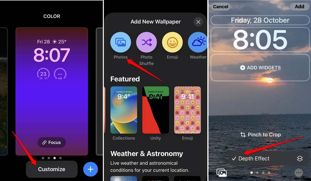 vérifier si le fond d'écran de l'iPhone prend en charge l'effet de profondeur