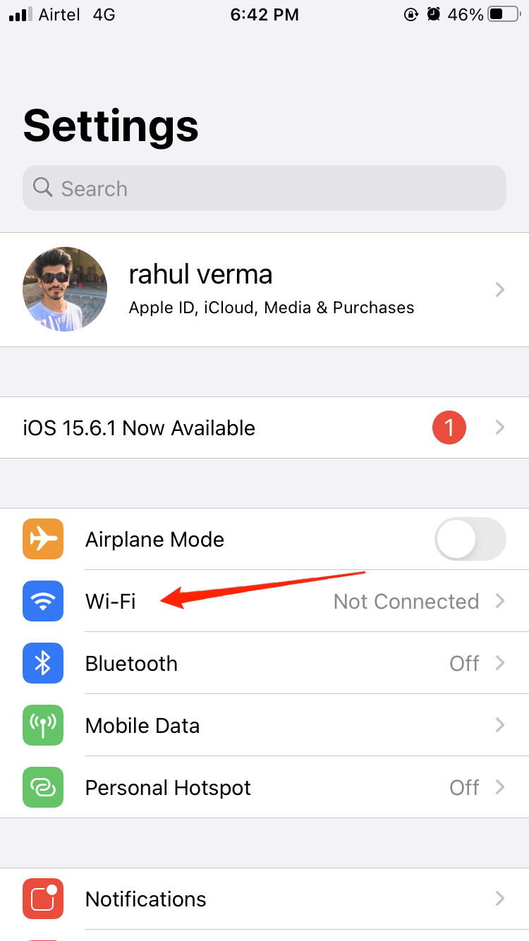 réglages wifi iphone