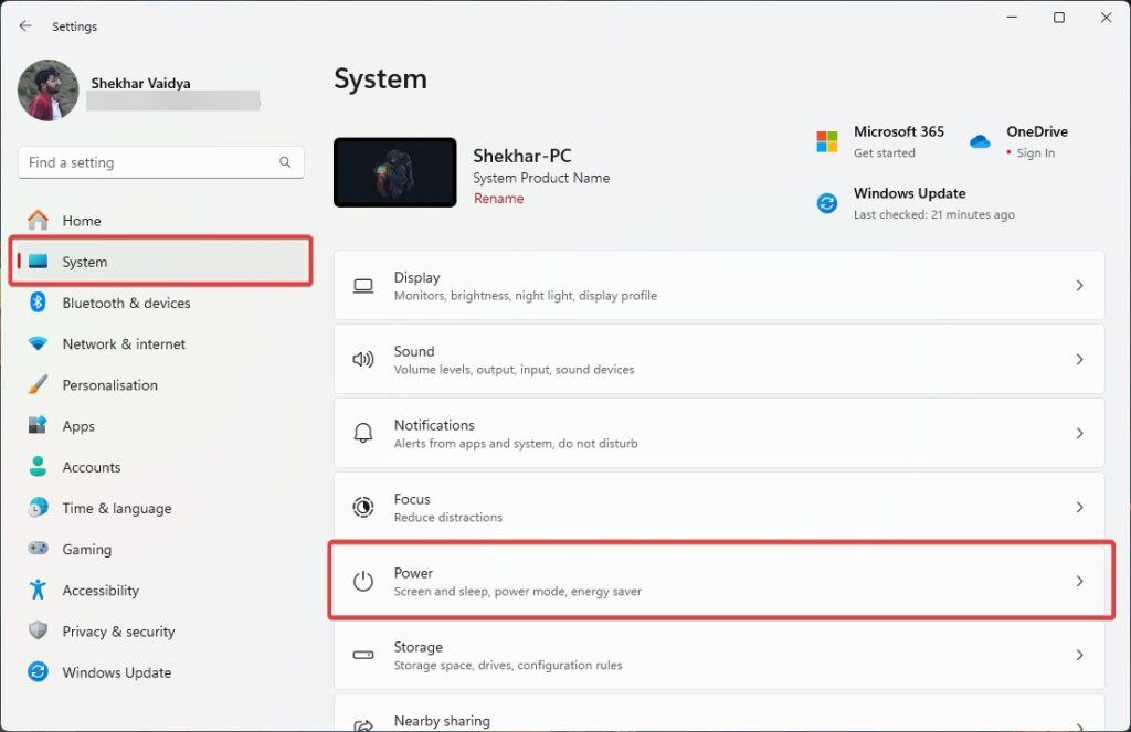 Impostazioni di alimentazione di Windows - Ottimizza Windows 11 per il gioco