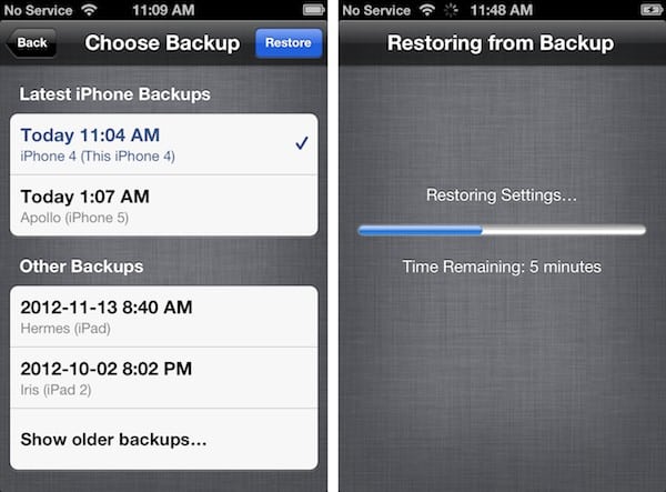 Wiederherstellen aus einem vorherigen iCloud-Backup