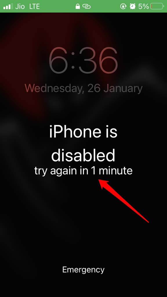 iphone отключен на 1 минуту