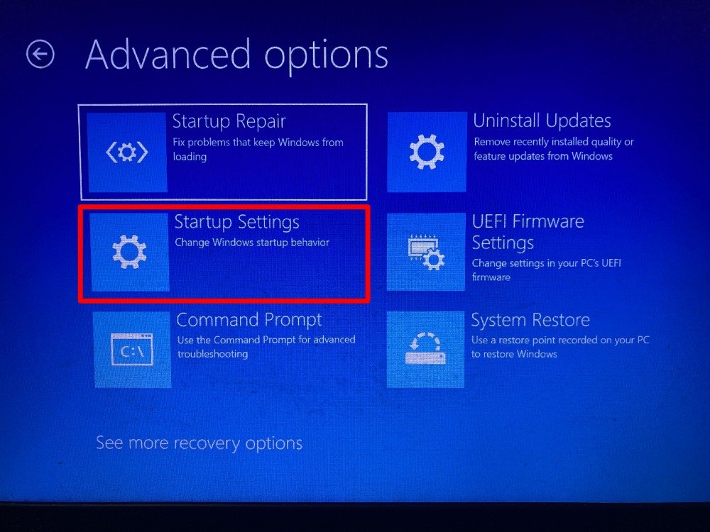 startup settings windows 11