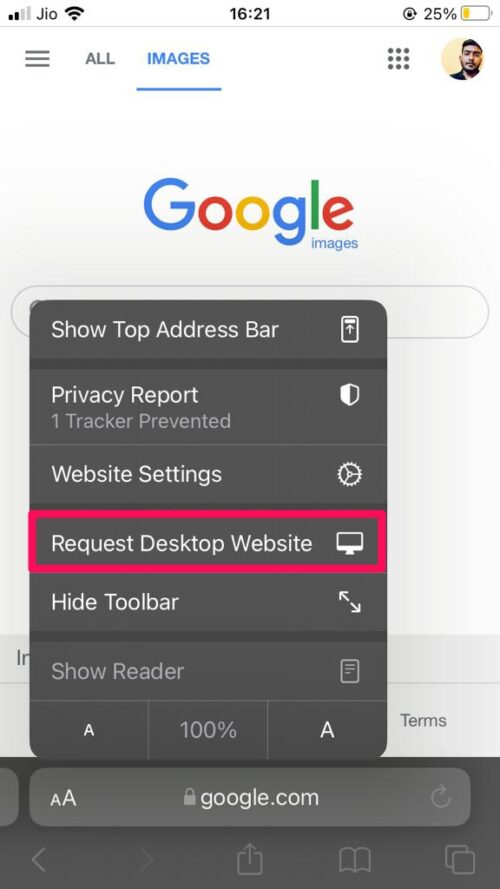 Demander le site de bureau dans Safari
