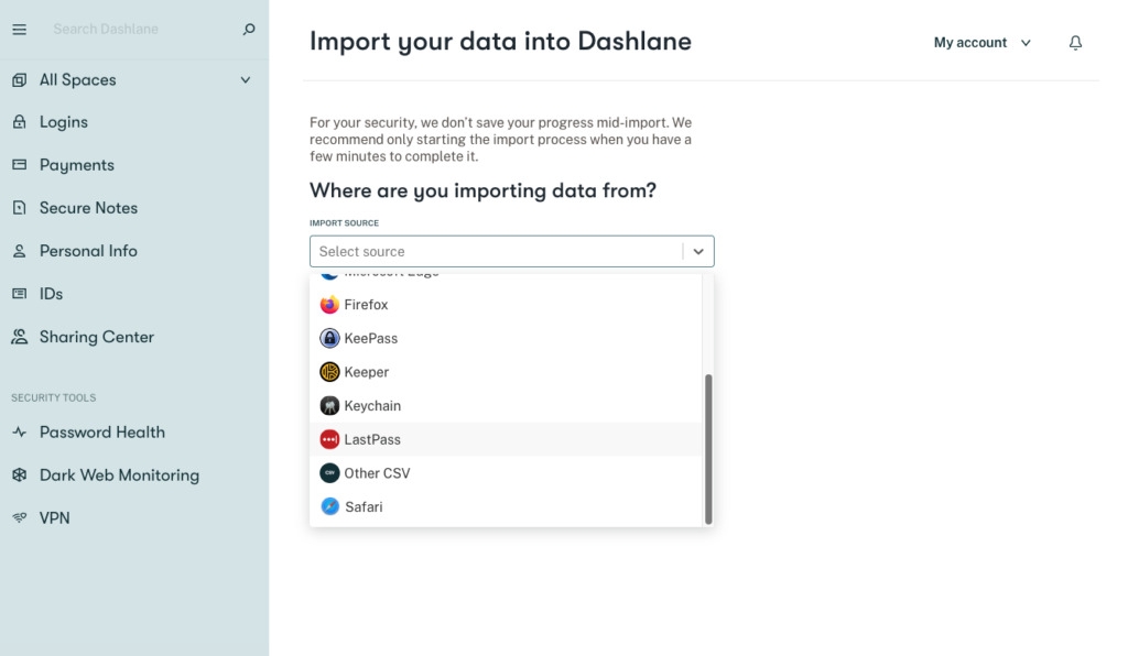 Importazione Password Dashlane - Recensione di Dashlane