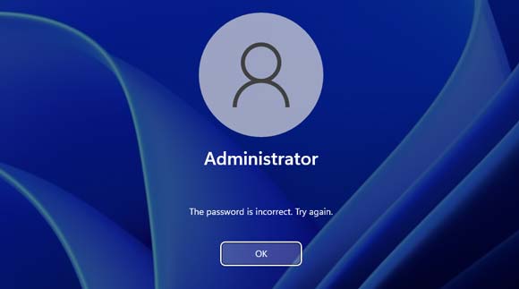 inserisci la password errata