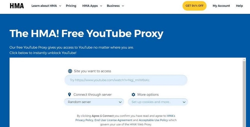 HMA Free YouTube Proxy - Mejores Sitios Proxy de YouTube