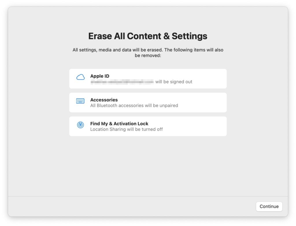 Réinitialiser Mac - Erreur de connexion à iCloud sur Mac