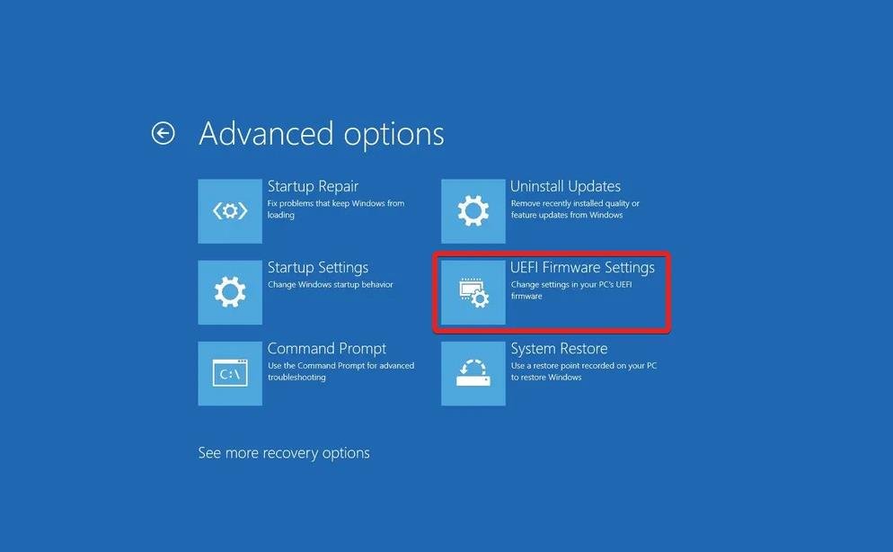 Wählen Sie UEFI-Firmware-Einstellungen