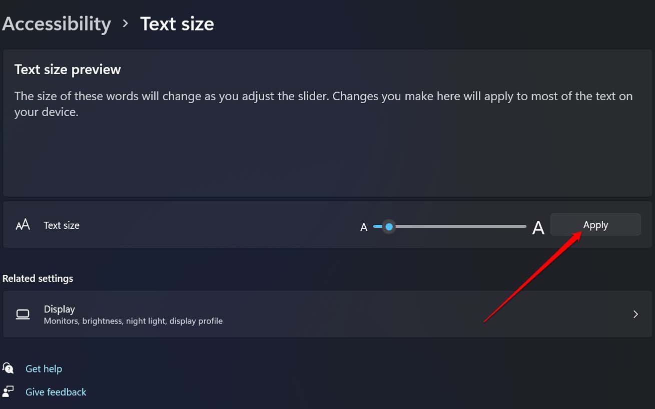 mudar tamanho do texto da fonte no Windows