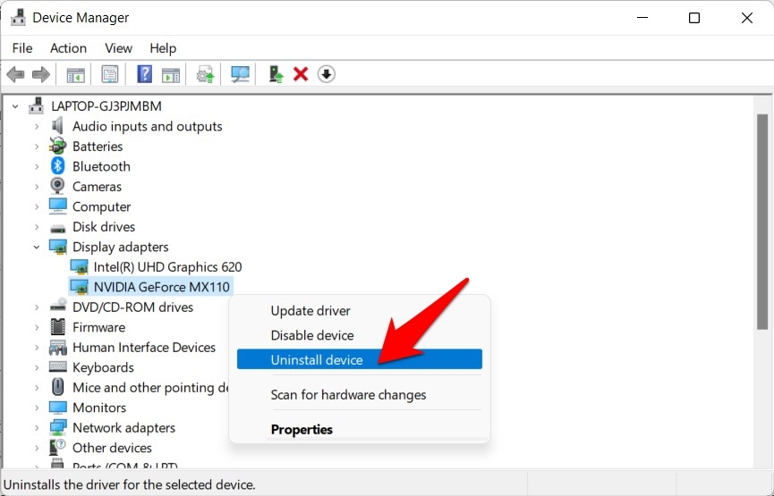 desinstalar controladores de gráficos windows 11