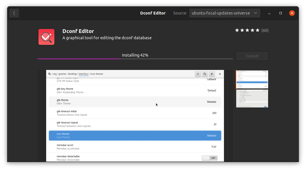 (5) Dconf Editor se está instalando
