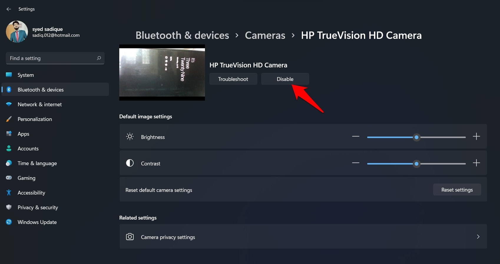 Deshabilitar cámara Windows 11