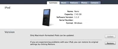 Convertendo iPods formatados para Windows para uso em Mac