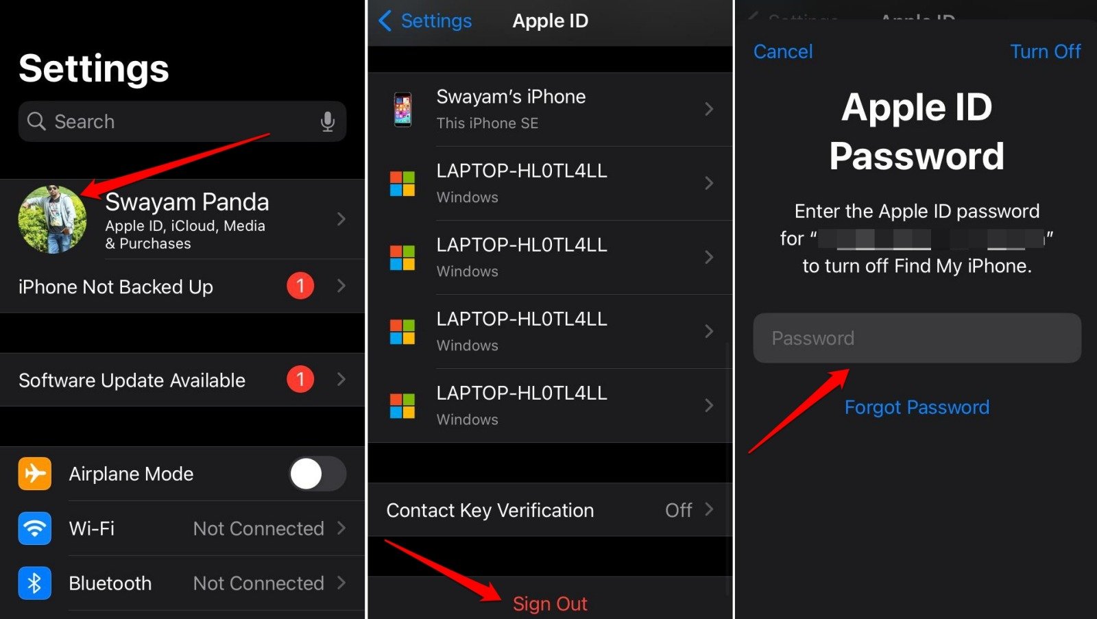 Apple IDからサインアウト
