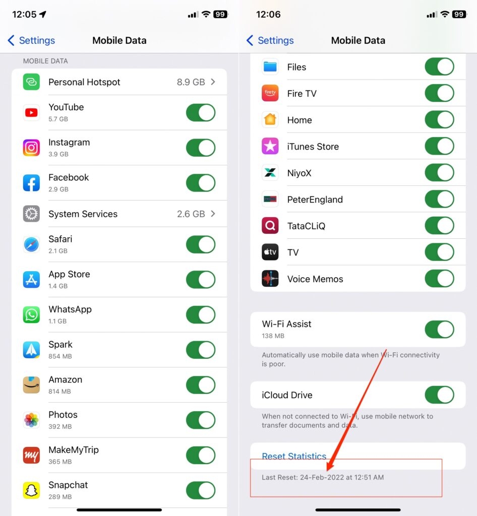 Date d'utilisation des données iPhone - Vérifiez l'utilisation des données sur iPhone