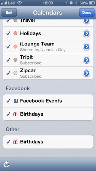 Integración de Contactos y Calendarios de Facebook en iOS 6