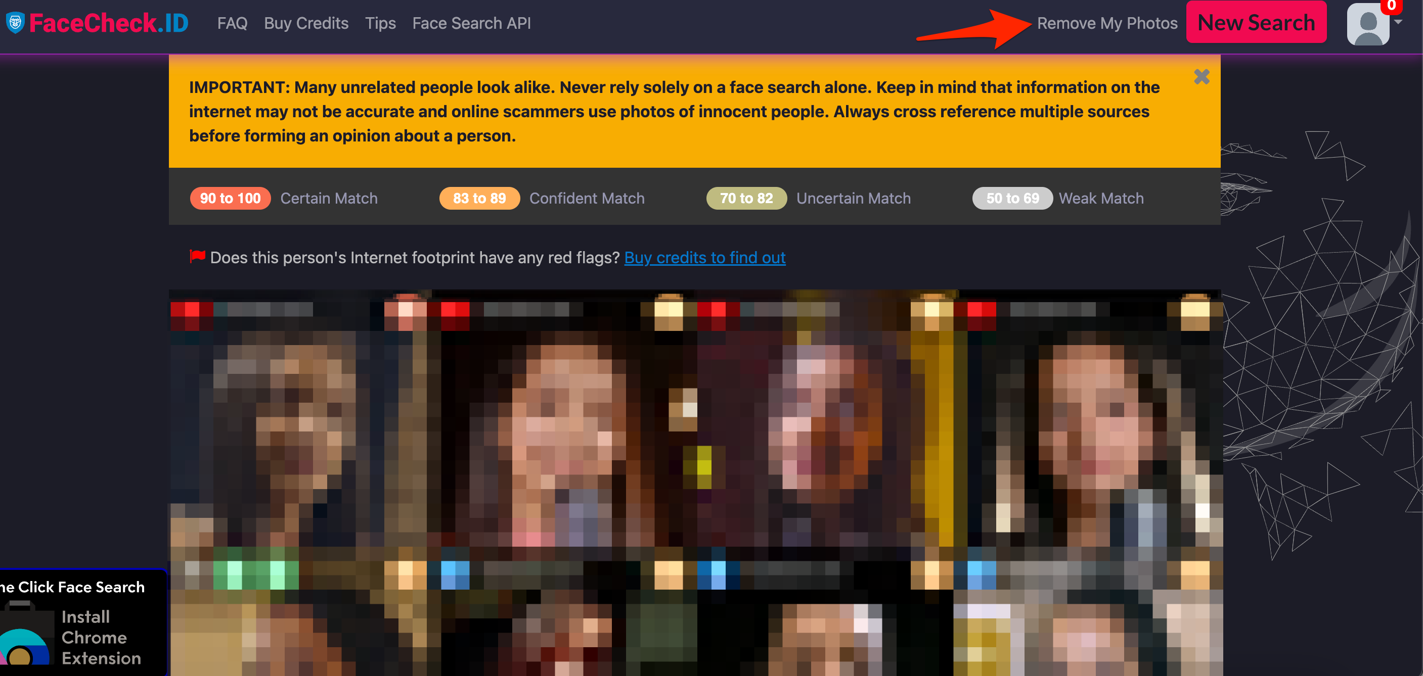 FaceCheck検索エンジンから写真を削除する