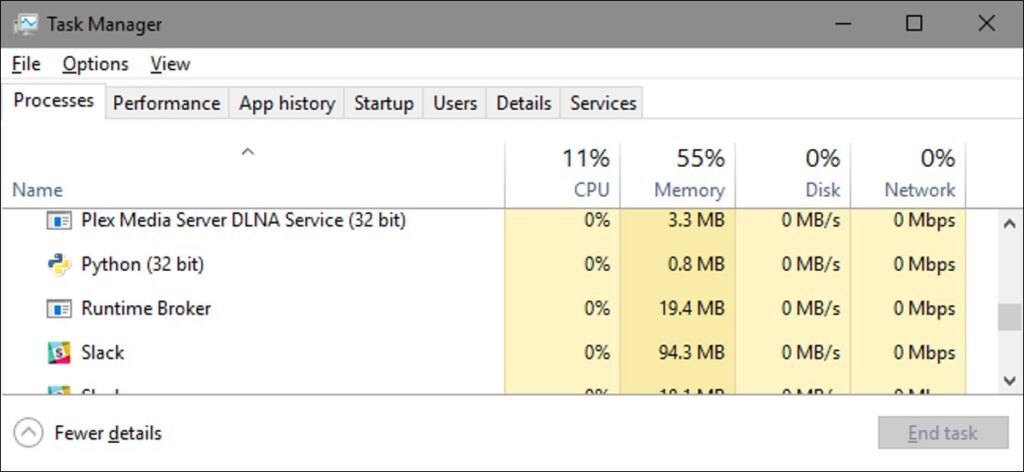 Windows 10でのRuntime Brokerの高メモリ使用量を修正する