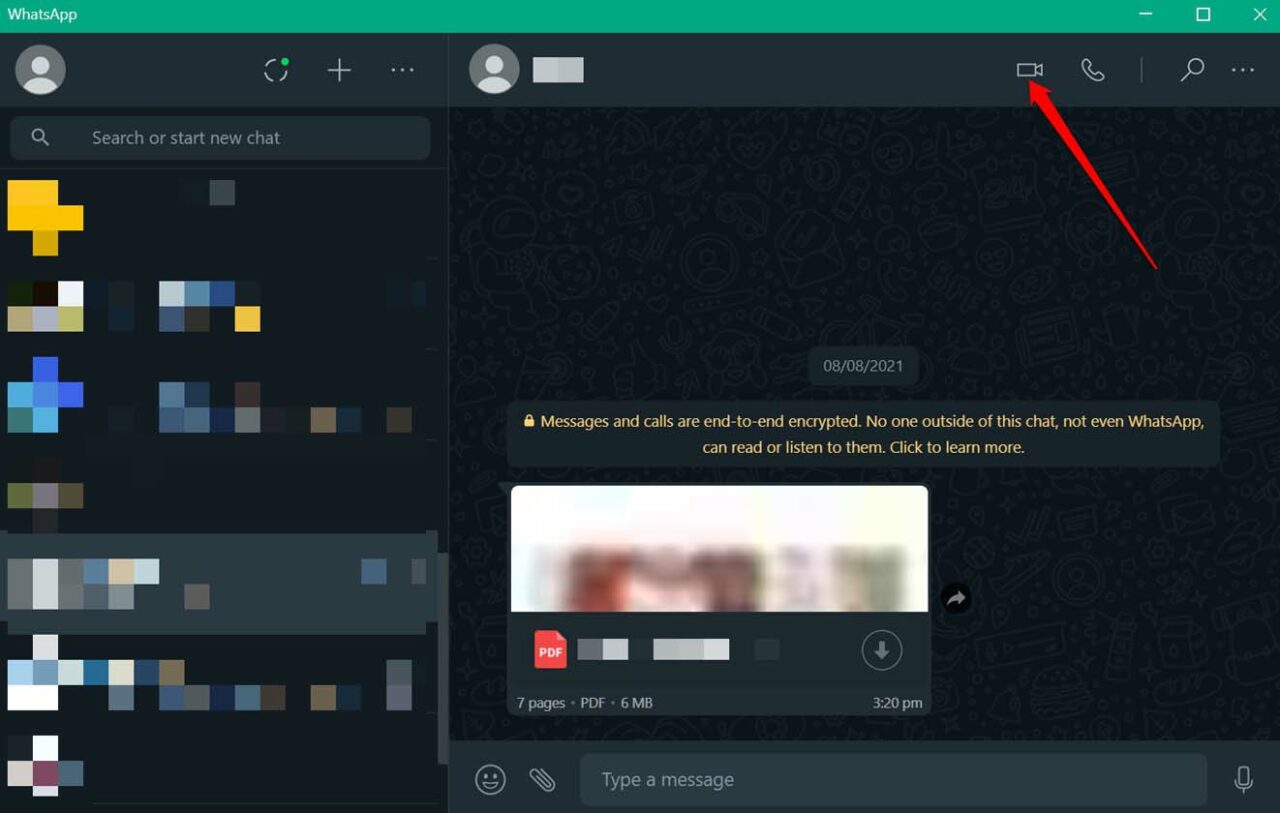 сделать видеозвонок в whatsapp