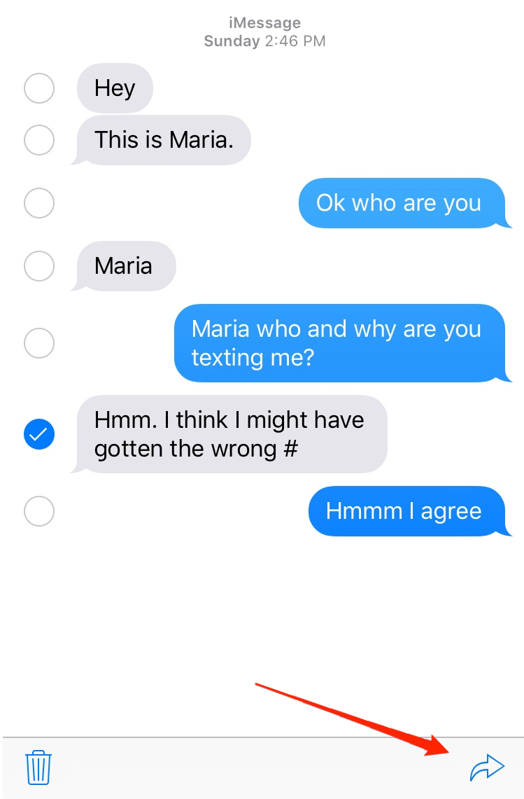 Inoltro messaggio di testo su iPhone