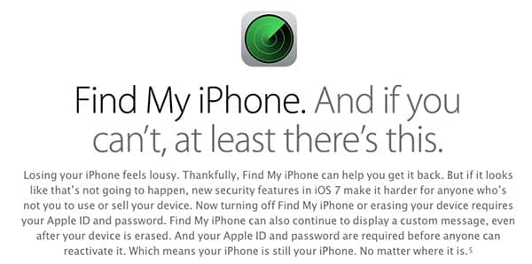 iOS 7 : Activation Lock + Find My iPhone
