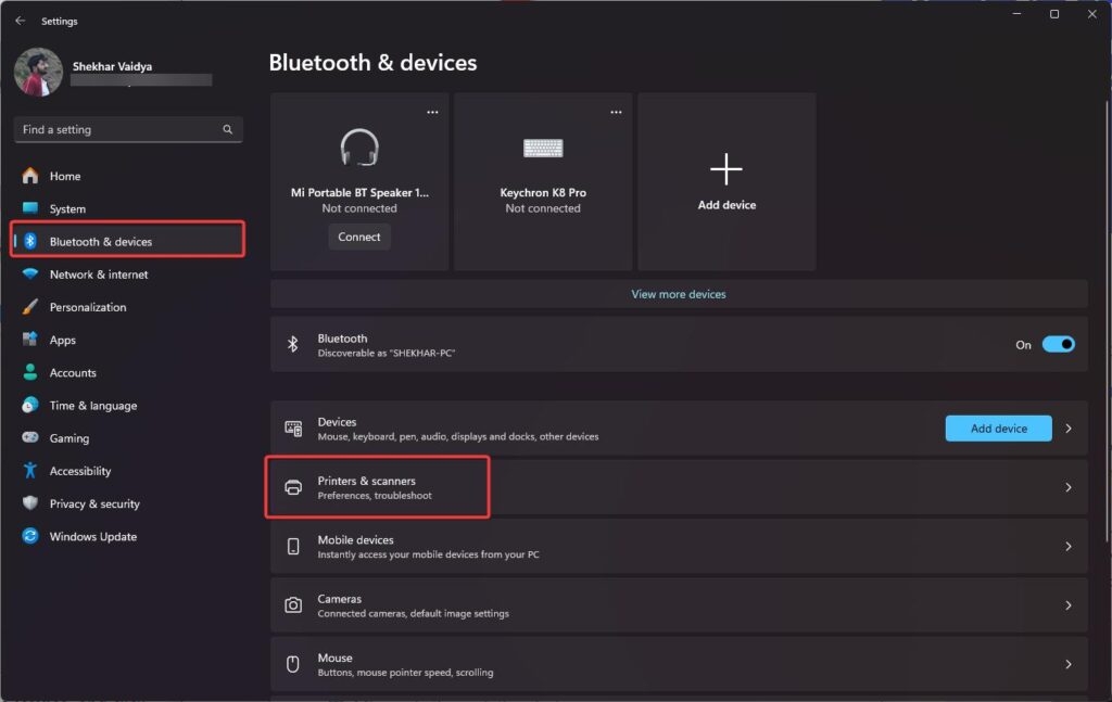 Bluetooth e dispositivi - Driver della stampante non disponibile