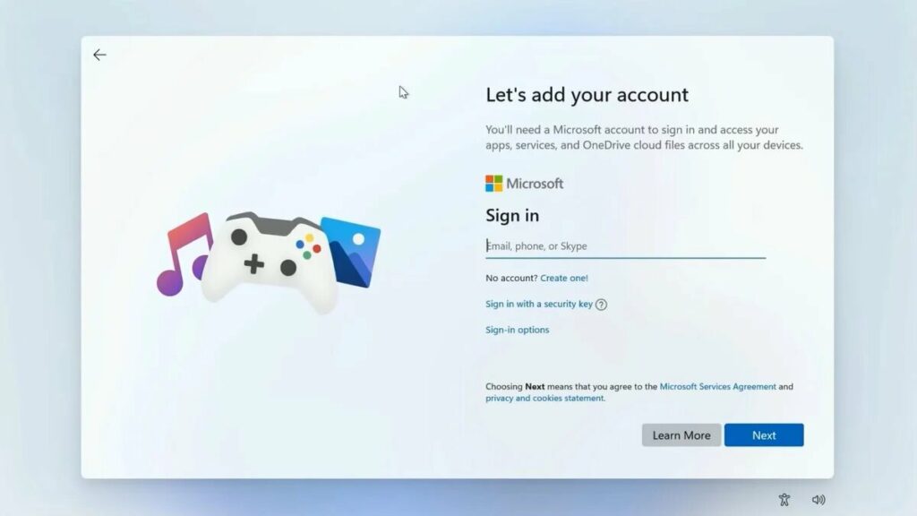 Первый вход в Windows 11