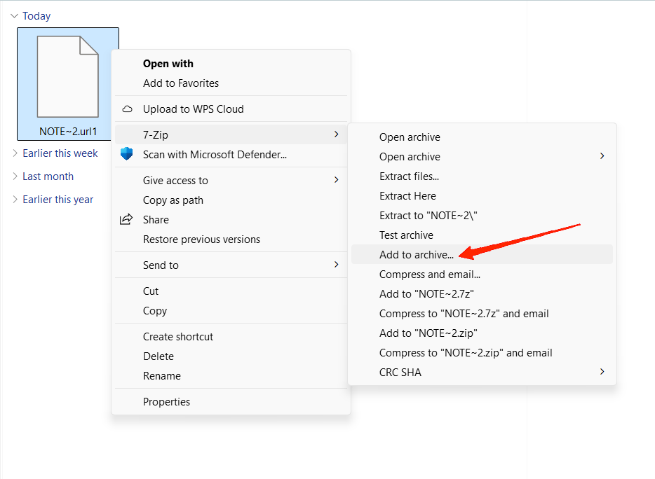 Primero, convierte el archivo no eliminable en un archivo zip.