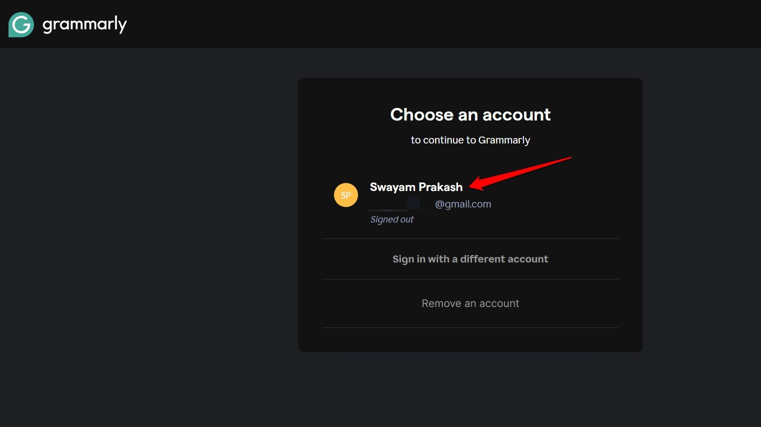 fazer login no grammarly