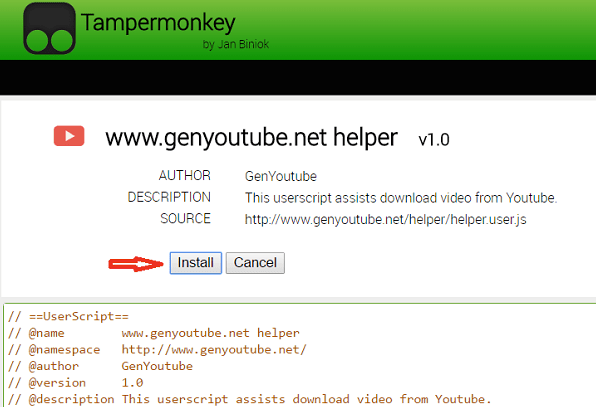 GenYouTube.net helper instalador de Tampermonkey