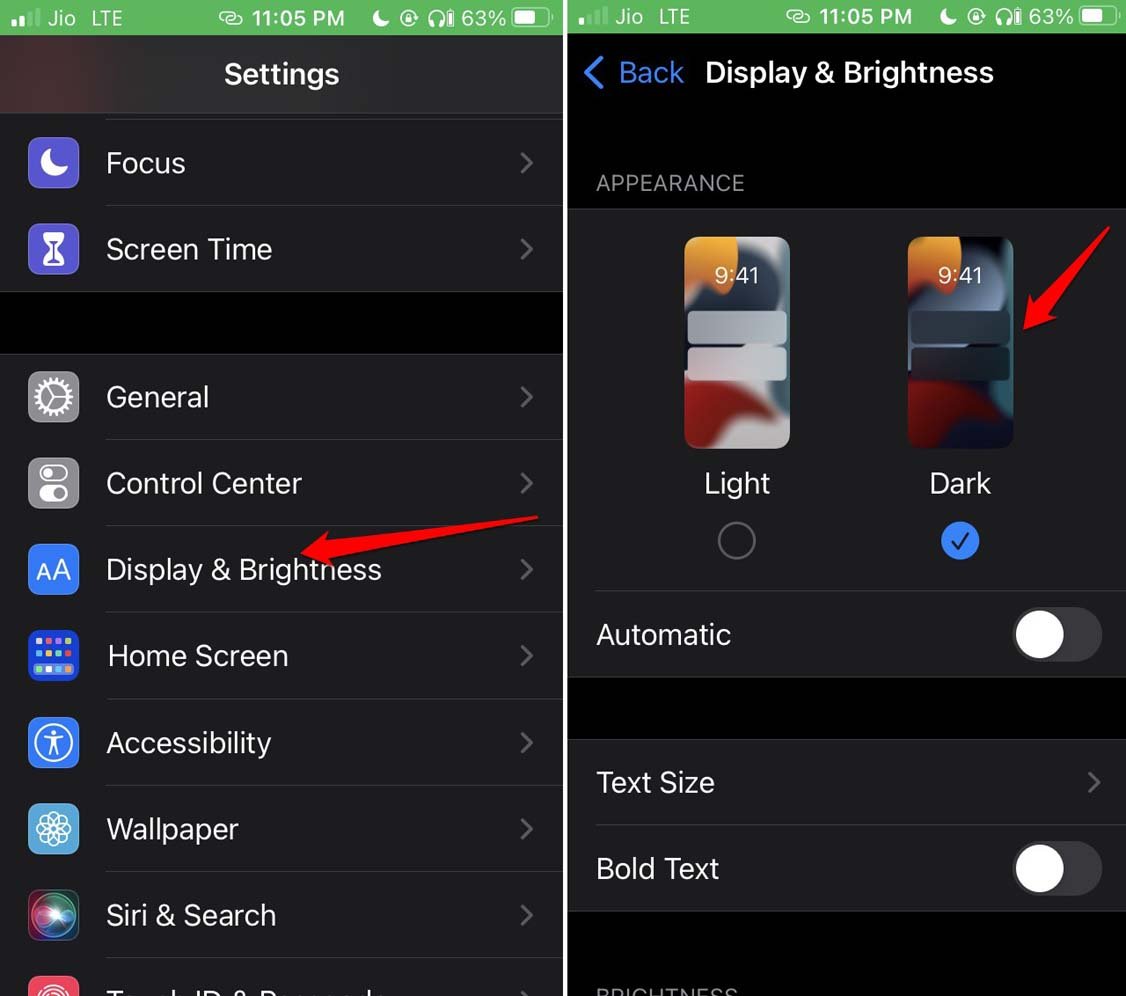 habilitar modo oscuro en iOS