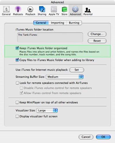 iTunes tronca i nomi dei file lunghi