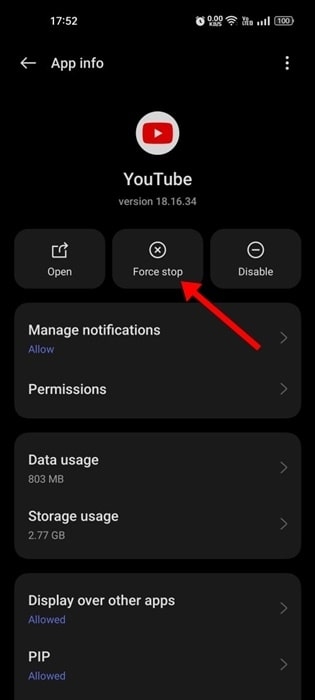 Forza la chiusura dell'app YouTube - Problema di chiusura dell'app YouTube