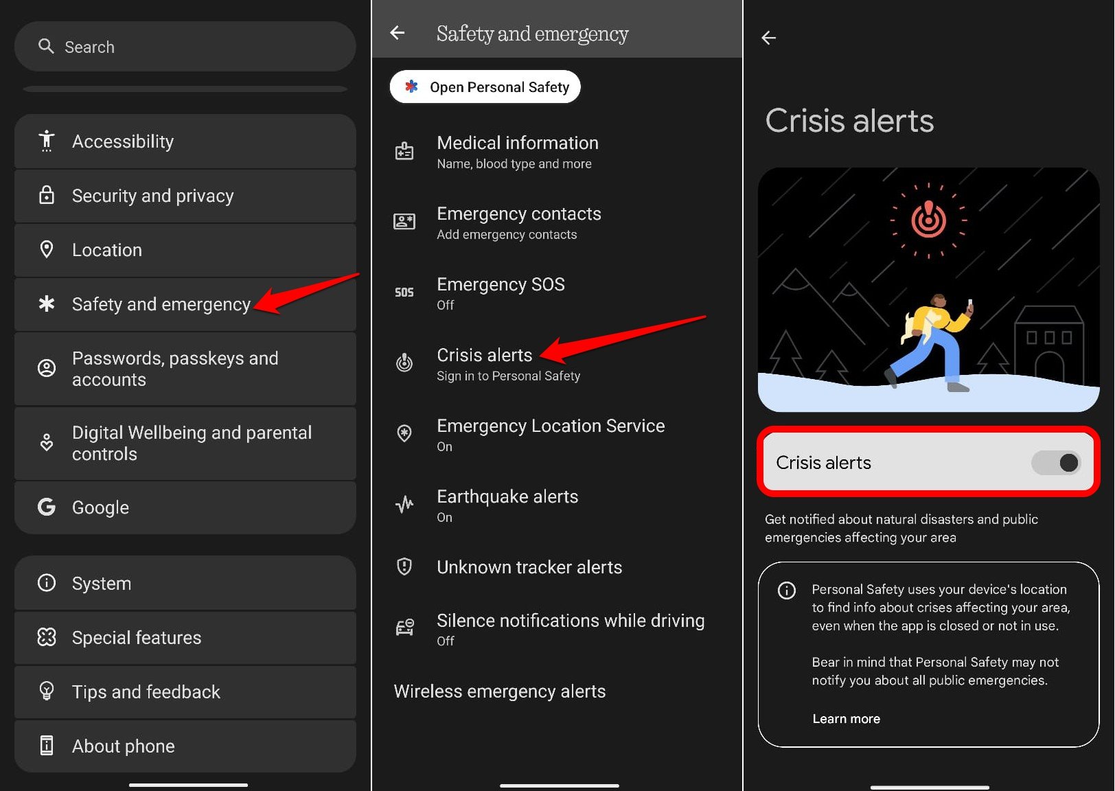 wie man Krisenwarnungen auf Android-Telefon aktiviert