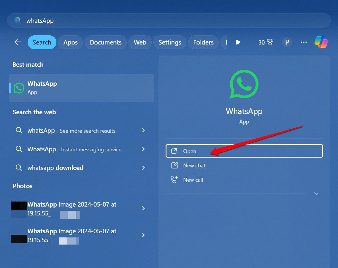 iniciar la aplicación de escritorio de WhatsApp