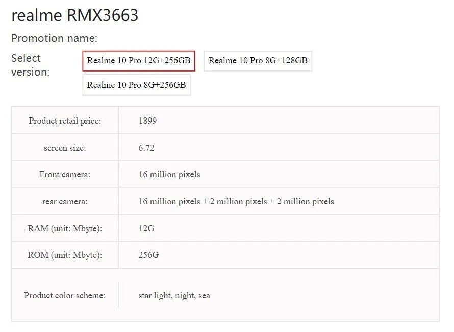 Varianti di RAM e archiviazione del Realme 10 Pro 5G trapelate