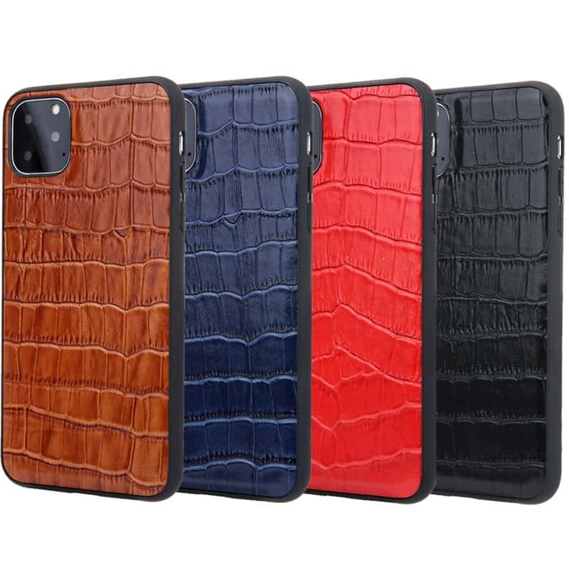 Custodia in pelle genuina stile coccodrillo Solque per iPhone 11