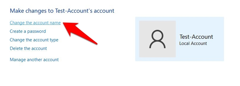 cambia nome account in windows 11 usando pannello di controllo