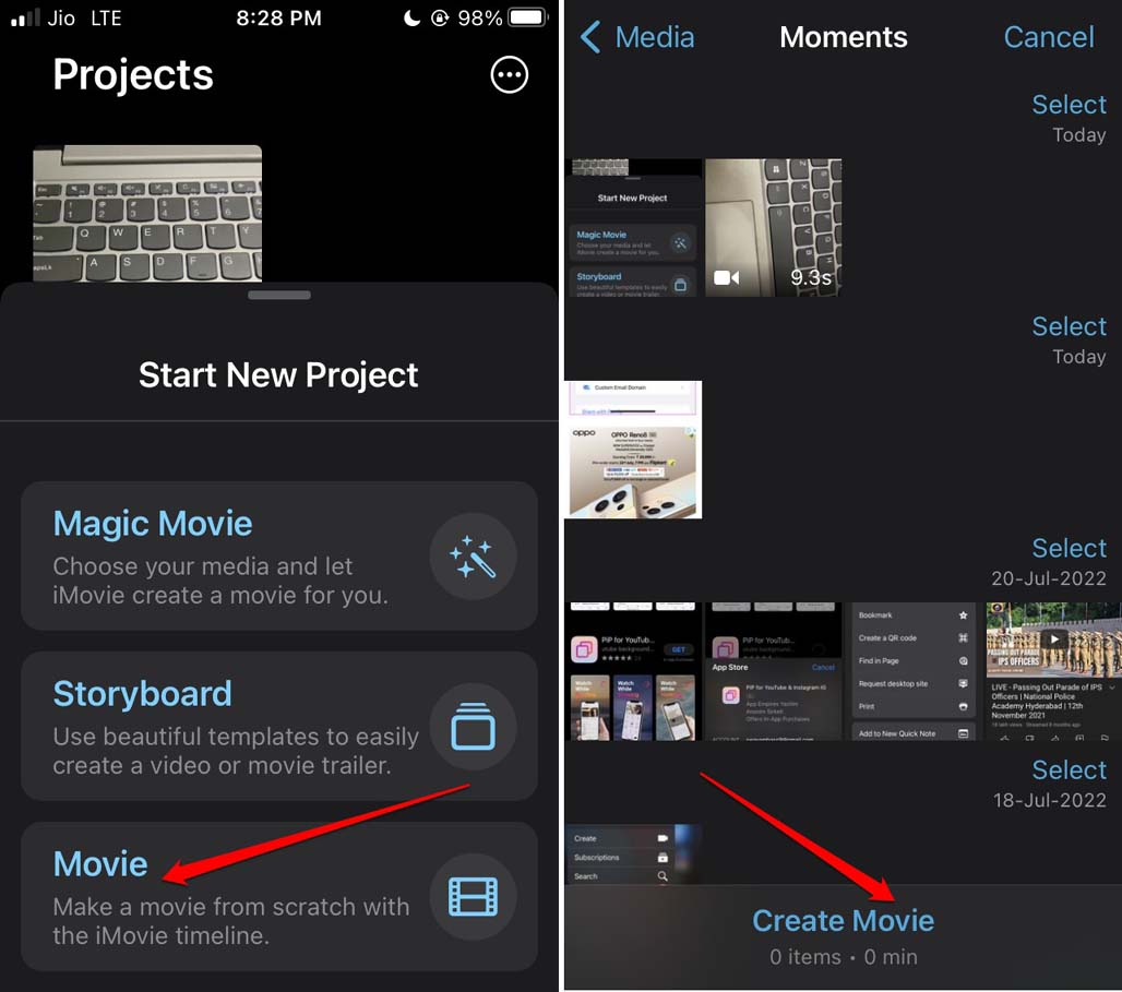 crea film in iMovie