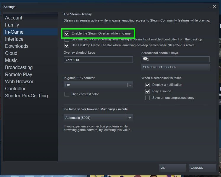 Steamオーバーレイを無効にする