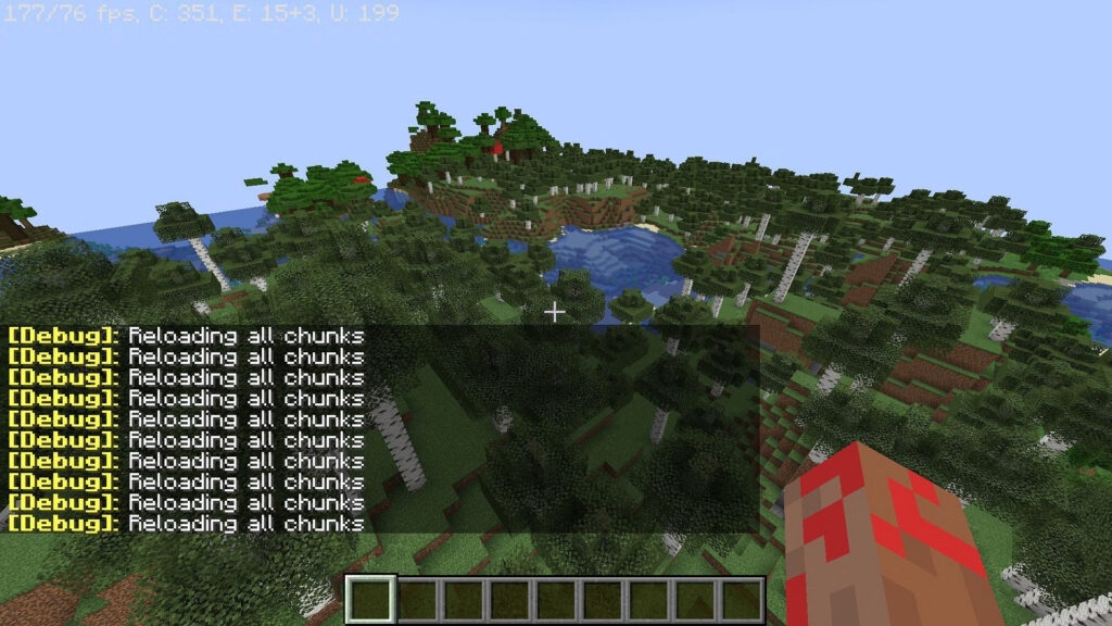 Ricarica i chunk in Minecraft