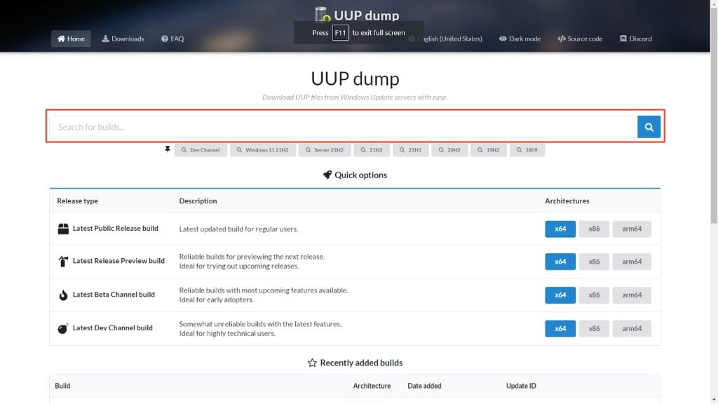 UUP Dump