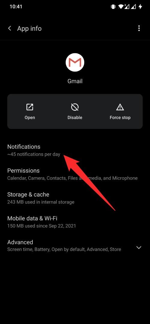 Paramètres de notification Gmail