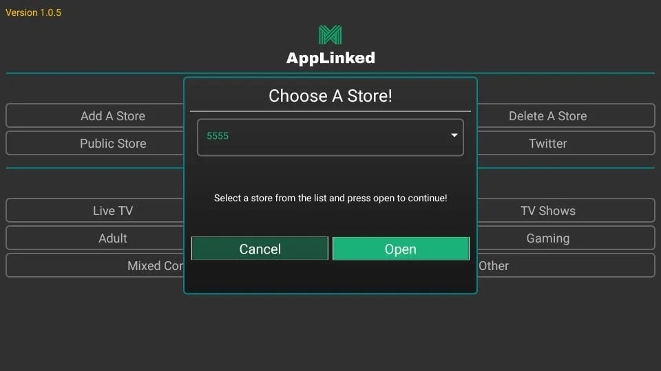 AppLinked - Ouvrir le Magasin - Codes AppLinked