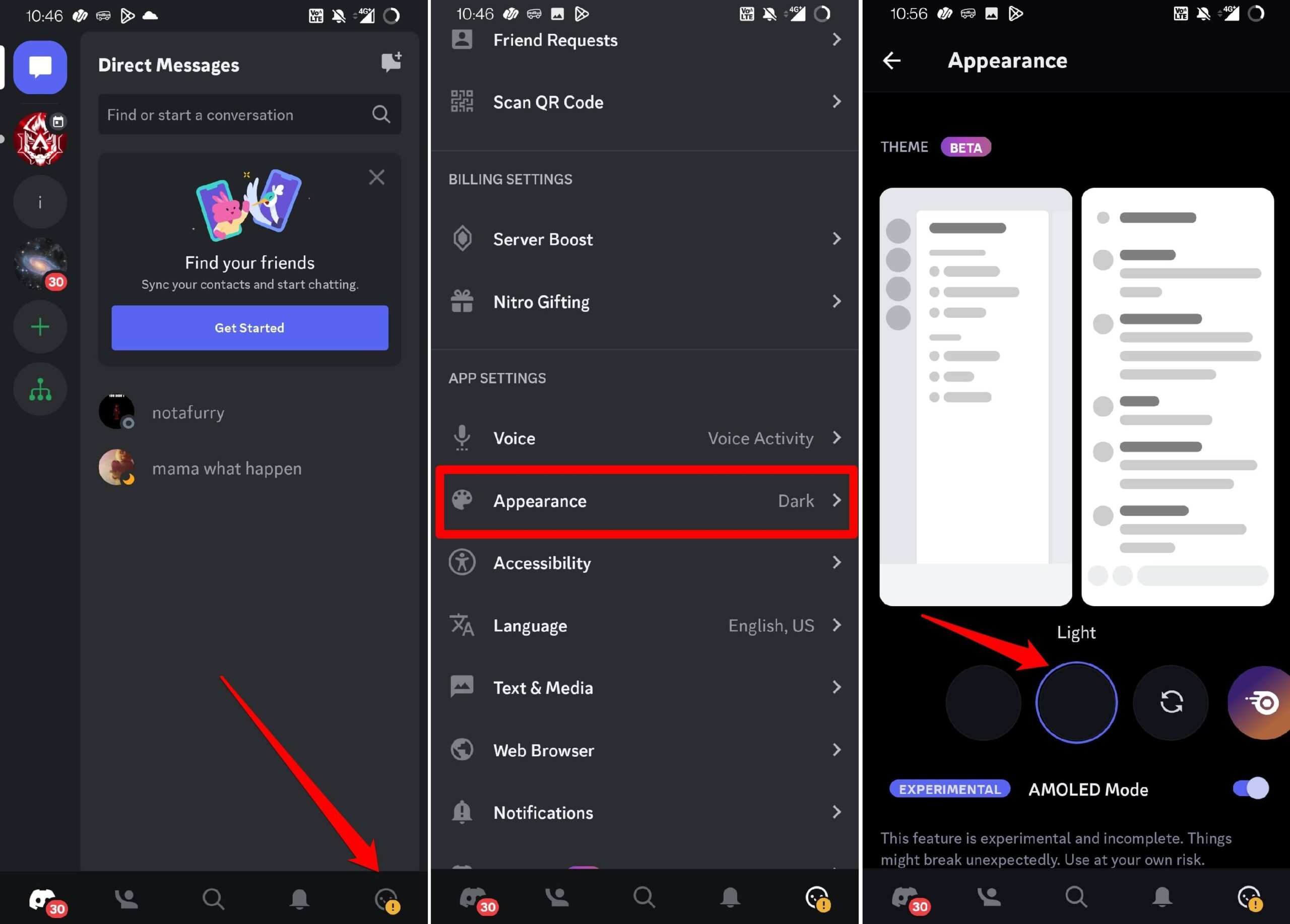 cambia a tema chiaro su Discord scalata